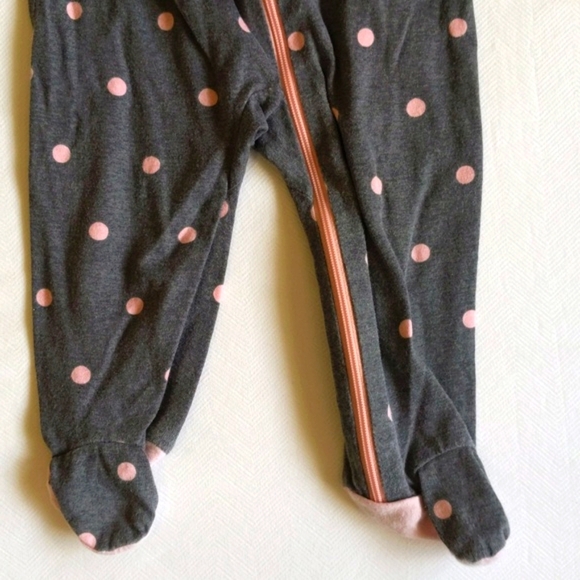 gerber cotton polkadot zipper footie sleeper pajamas 3-6 months baby girl - Picture 4 of 5